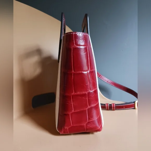 STAUD mini Shirley Bag in Canvas,burgundy Leather Crossbody Bag - Picture 8 of 16